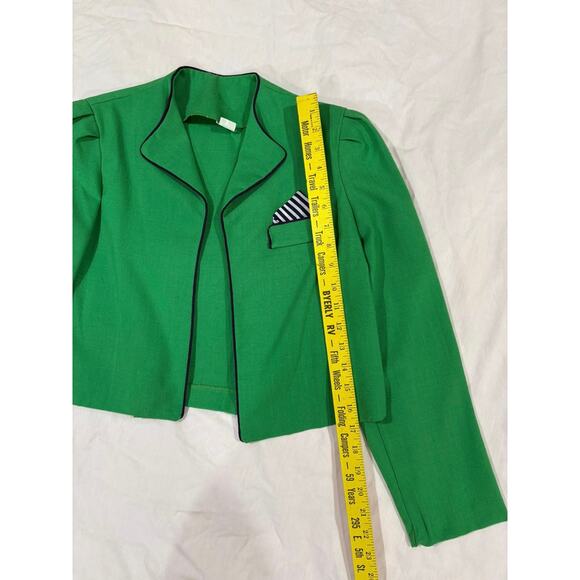 Vintage Green Blazer w/ Blue Cherry Top Size Medium - Picture 9 of 12
